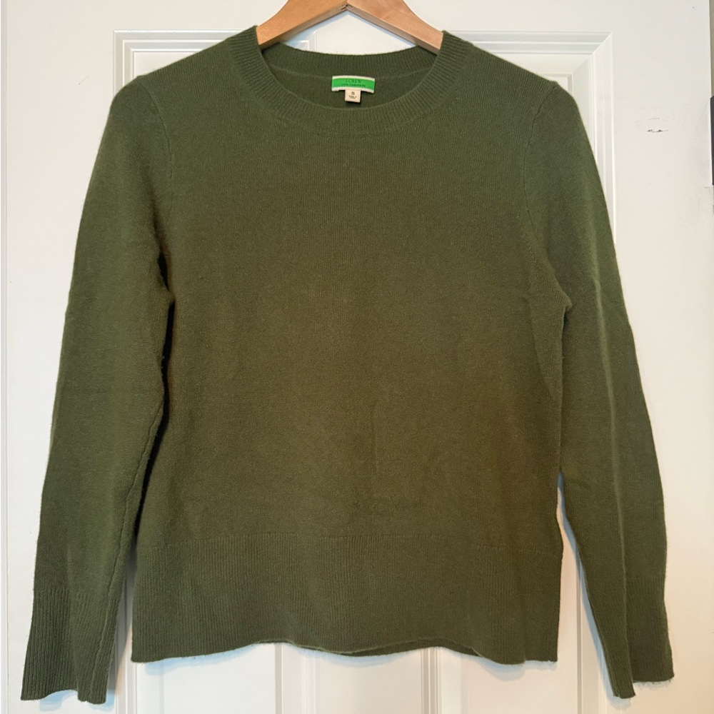 J. Crew Green Crewneck Sweater Classic fit Cashmere S